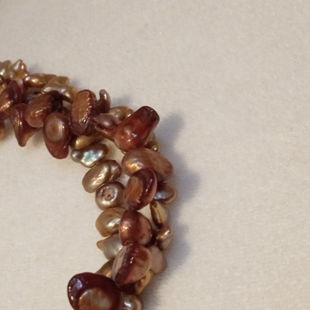 3 Strand Baroque Freshwater Pearl Necklace - Picture 3 of 5